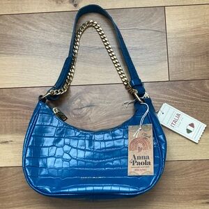 NWT Anna Paola Leather Blue Purse